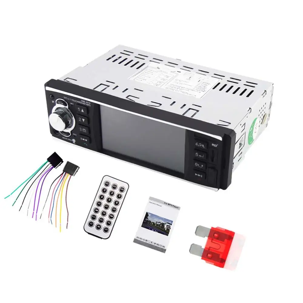 4-with fuse " TFT сенсорный экран 1din стерео радио Bluetooth 1 Din автомагнитола аудио зеркало с экраном камеры заднего вида ссылка USB FM радио дистанционное управление - Цвет: 4-with fuse