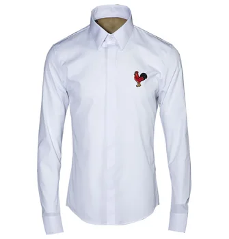 

Cloth Element Men's Wear Cock Metal Embroidery Slim Fit Men's Shirt Brand Shirt Male