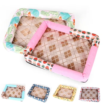 

Summer Dog Bed Breathable Cat Cushion Puppy Sleep Nest for Small Medium Large Dog Cat Ice Silk Cool Mat Rattan Pet Kennel