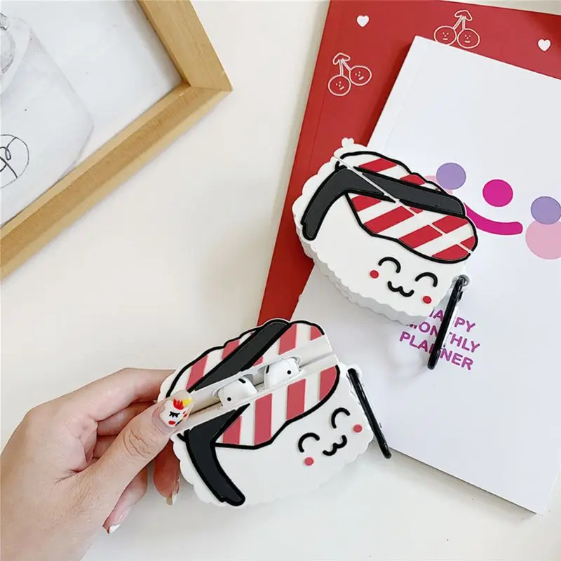 Unique Sushi Protective Case Silicone Cover with Carabiner for Airpods 1/2 Kit for smart watch