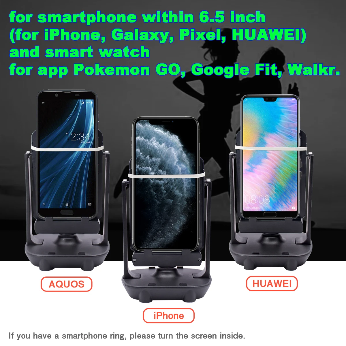 Lefon Telefono Walking Swing Shaker Supporto per supporto mobile Pedometro Spazzola Stepper per Pokemon Go Telefono Wiggler Contatore per Iphone - immagine 5