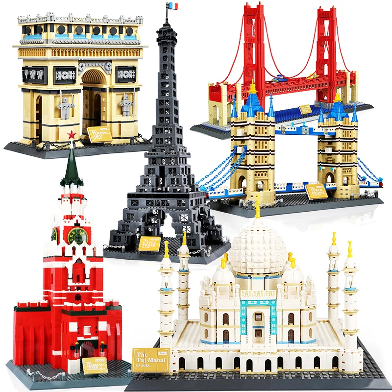 

World Leaning Tower of Pisa Architecture Building Block Singapore Hotel Educational brick city architecture Toy Children gift