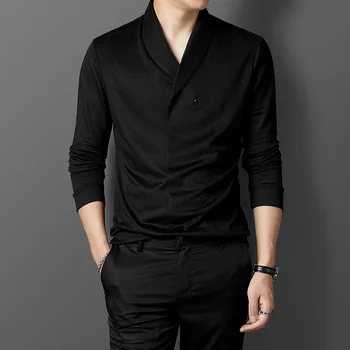 

men Long-sleeved T-shirt 2020 new Spring and Autumn black bottoming shirt ws63