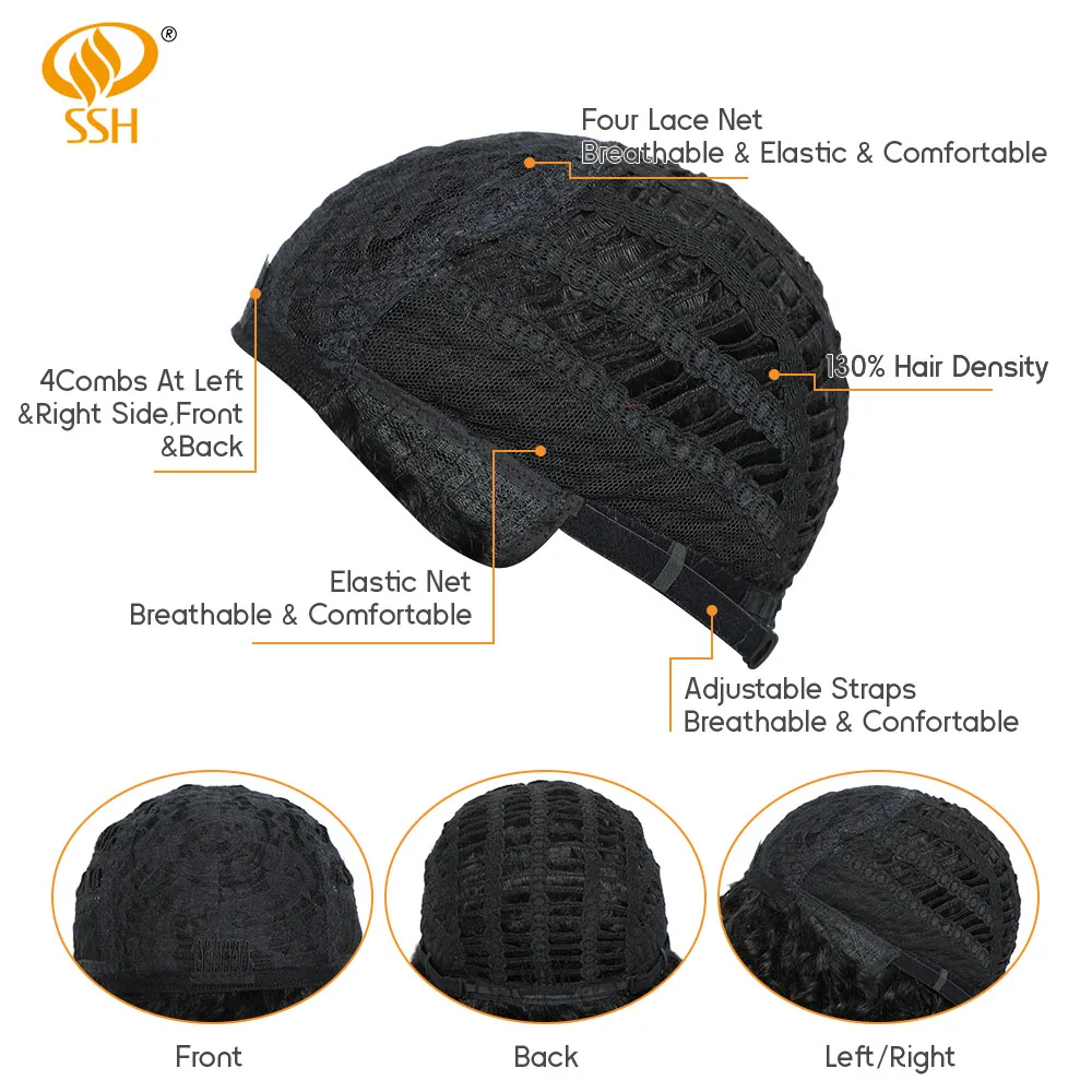 SSH Short Human Hair Wigs Pixie Cut Straight Remy Brazilian Hair for Black Women Machine Made Highlight Color Cheap Glueless Wig