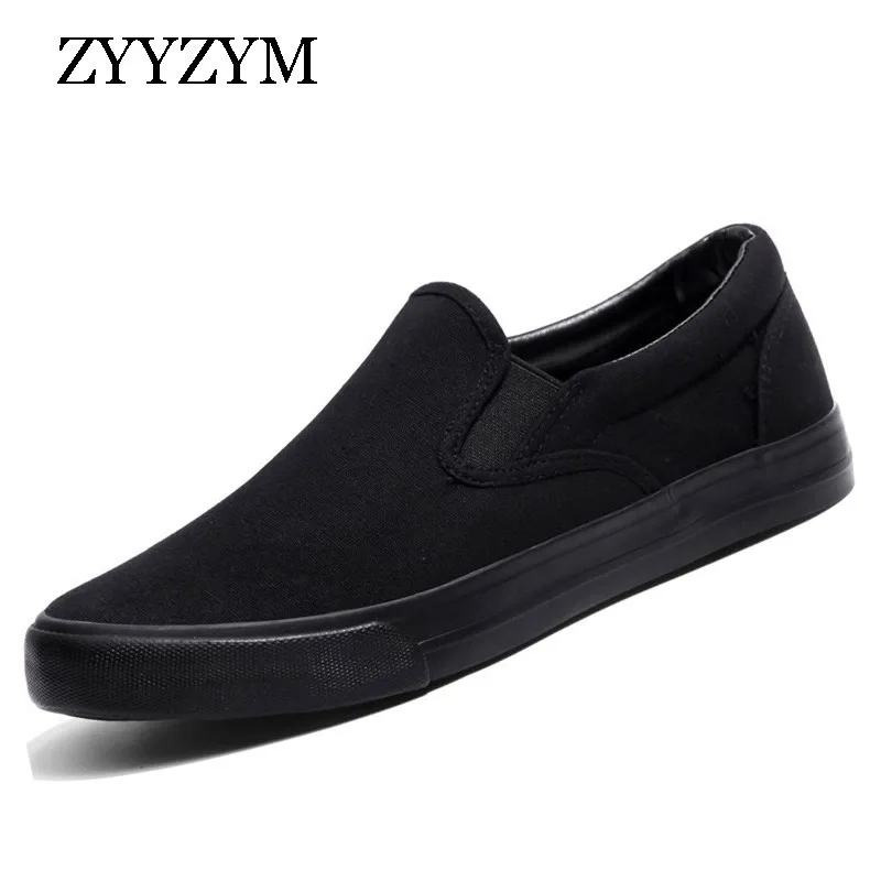 Men Casual Shoes Canvas Slip-On All Black Low Style Breathable Light Fashion for Footwear Zapatos De Hombre | Обувь
