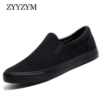 Men Casual Shoes Canvas Slip-On All Black Low Style Breathable Light Fashion Shoes for Men Footwear Zapatos De Hombre 1