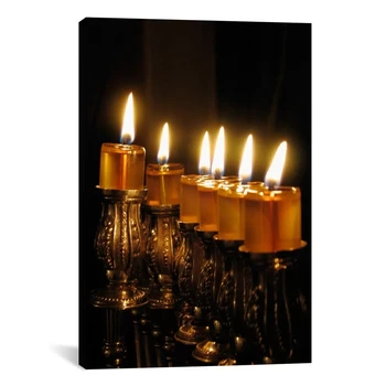 

1 Pcs Wall Art Home Decor Modern Menorah Candles Fire Canvas Print Painting Poster Living Room Modular Pictures Frame Artwork