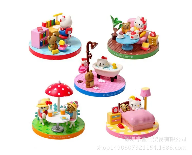 Аниме периферийная hello kitty новая KT сцена 5-KT кошка кукла Фигурка кукла игрушка Гараж Комплект украшение модель