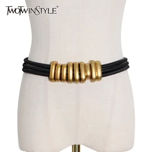 TWOTWINSTYLE Korean Metal Buckle PU Leather Belt For Women Casual Rubber Band Sashes Female Fashion Accessories 2020 New