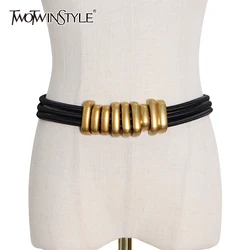TWOTWINSTYLE Korean Metal Buckle PU Leather Belt For Women Casual Rubber Band Sashes Female Fashion Accessories 2020 New