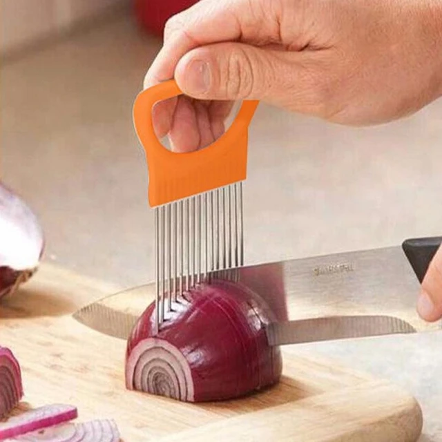 4 color new kitchen gadget onion slicer tomato vegetable safety fork vegetable  slicing cutting tool