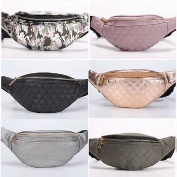 

New Style Fashion Women Leather Pouch Belt Waist Travel Sport Phone Pocket Fanny Pack Print Zipper Holiday Money Belt Girl Bag