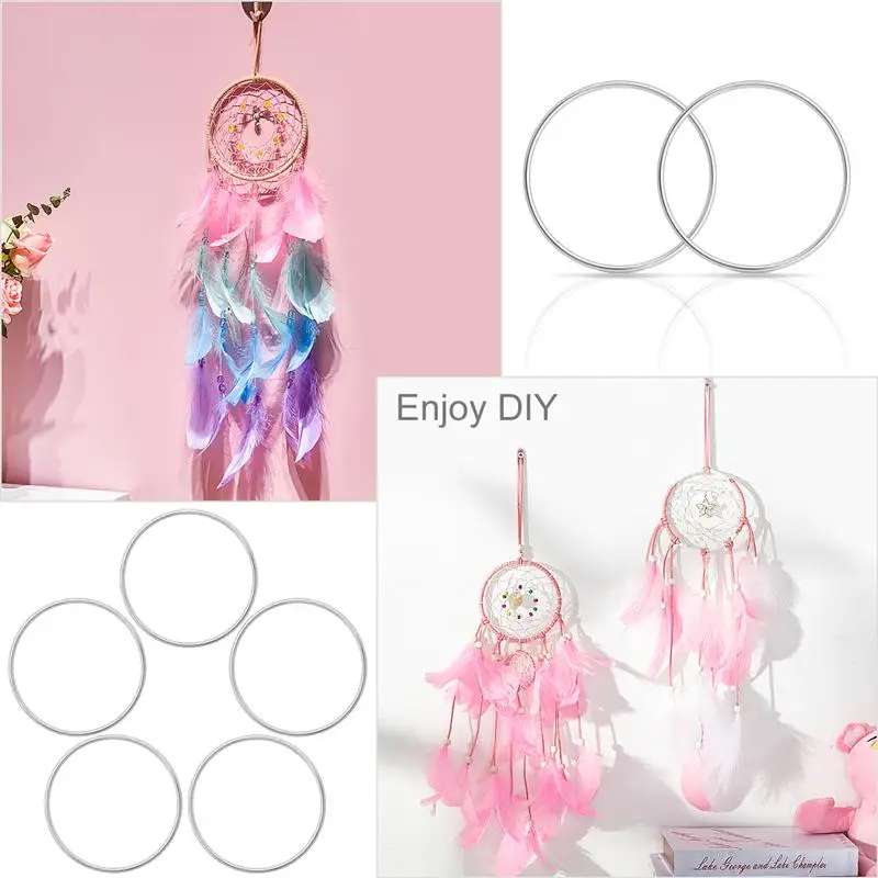 

10Pcs Simple Dreamcatcher Round Metal Ring Hoop Plating Ring Hand-made Craft Accessory for Woman Girl (10cm)