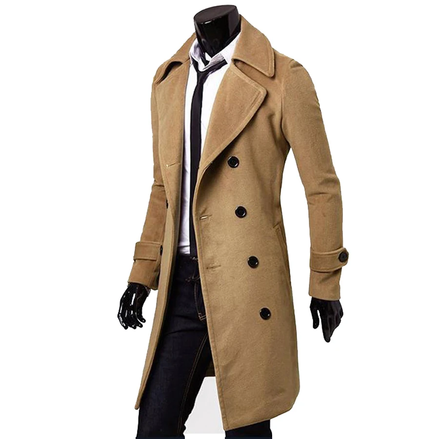 Зимнее шерстяное пальто, куртки из шерсти, Повседневный хлопковый приталенный плотный Тренч, длинное мужское пальто, верхняя одежда, casaco masculino, полупальто