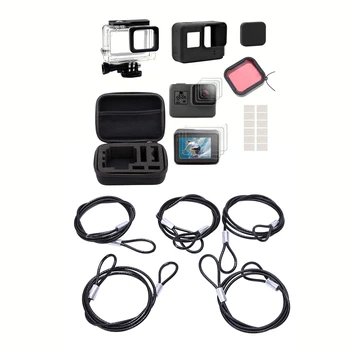 

2 Set Camera Accessories Kit: 1 Set for Gopro Hero 5 6 with Silicone Protective Case,Housing Case, Filter, Lens Cover & 1 Set St