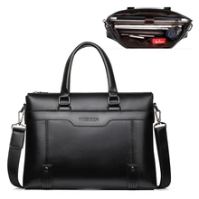 Модная Простая мужская сумка-портфель из натуральной кожи, сумка для ноутбука, деловая сумка-тоут для документов, Офисная Портативная сумка на плечо для ноутбука