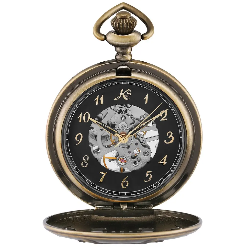 KS Ретро музыкальная арфа черные часы Античная медь мужские Orologio Uomo часы с ожерельем полые элегантные Механические карманные часы/KSP114 - Цвет: Black KSP114