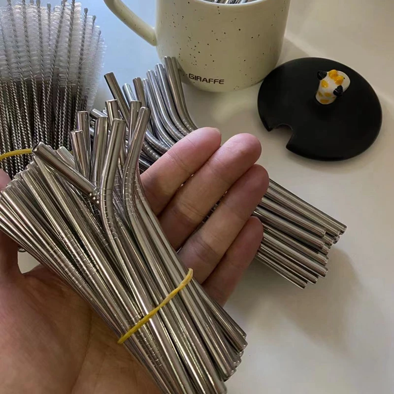 Kids Metal Straws 4pcs 6*130/160mm Reusable Drinking 304 Stainless Steel with Brush, metal straw set,metal straws,drinking straws,stainless steel straw