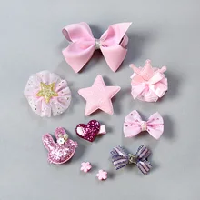 Детские аксессуары для волос в Корейском стиле; заколки для волос с бантом; Подарочная коробка с героями мультфильмов; повязка на голову для маленьких девочек; головной убор принцессы; 10 шт