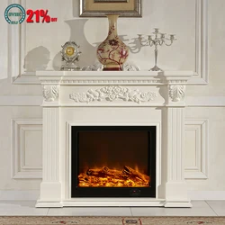 8090-F1 Electric Fireplace Cabinet 220V/110V European Villa Warmer Simulation Flame Heater Decoration Heating Machine Solid Wood