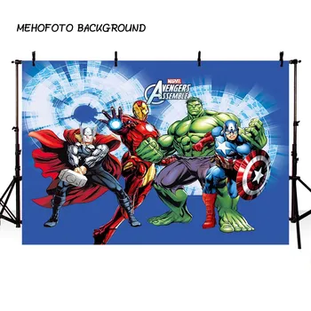 

Comics Superhero Avengers Iron Man Photography Backdrop Children Show Birthday Photo Customized Prop Studio Backdrop Background