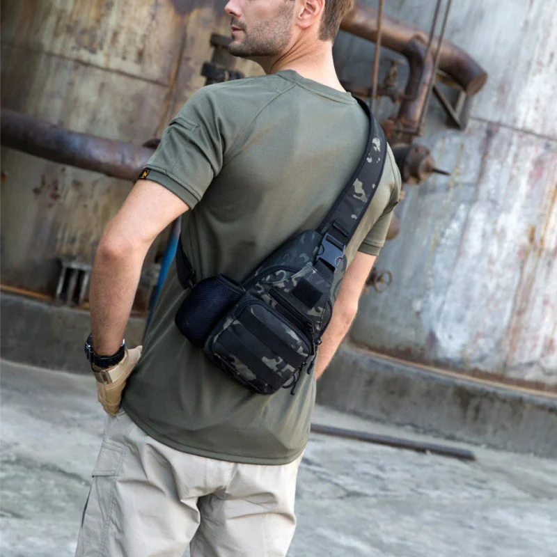 Nylon Tactical Men Chest Pack Single Shoulder Bags USB Charging Chest Bag Crossbody Bags Male Anti Theft Single Strap Back Bag