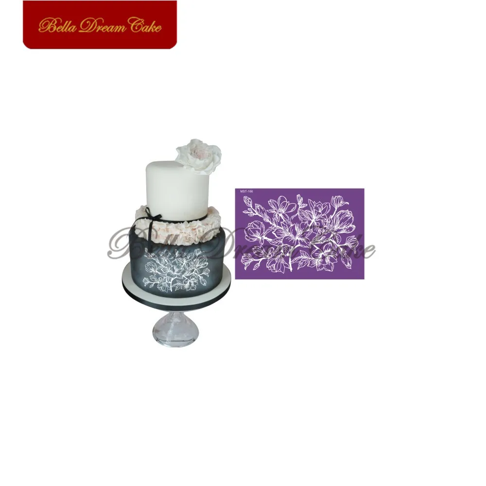 

Simple Lily Flower Mesh Stencils Design Cake Stencil Fondant Wedding Cake Mold Fabric Cake Mould Cake Decorating Tool Bakeware