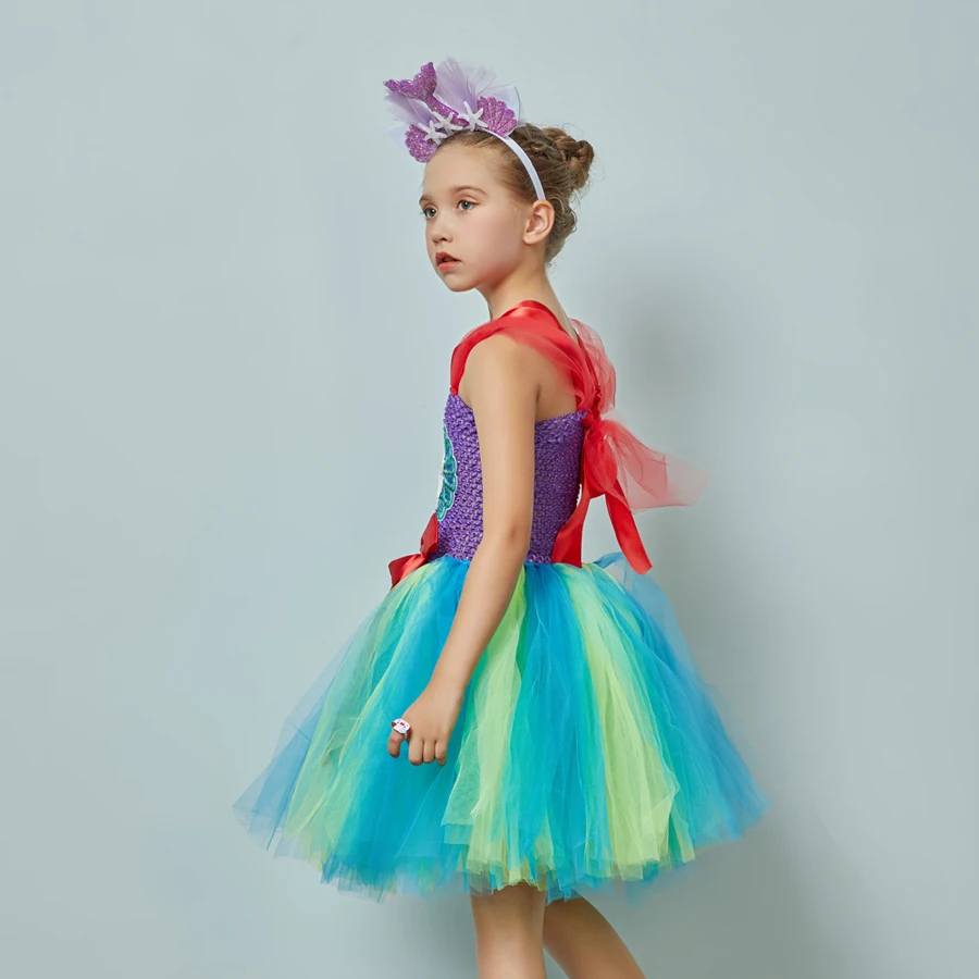 Handmade Mermaid Birthday Tutu Set Smash Cake Outfit Baby Girls Under the Sea Theme Mermaid Tutu Dress Dance Recital Tulle Dress (5)