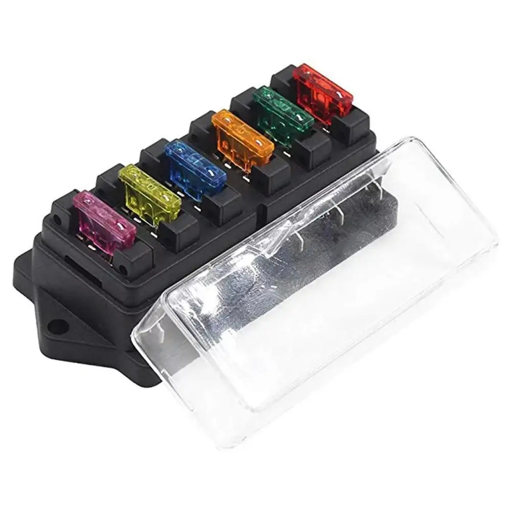 1pcs 6 Way Fuse Box DC 12V 24V 40A Circuit Car Trailer Auto Blade Fuse Box Block Holder ATC ATO Holder with 6 Fuses