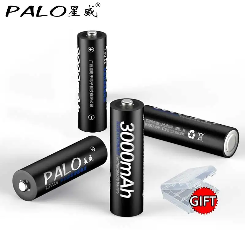 PALO 8 слотов светодиодный дисплей smart AA зарядное устройство для AA/AAA перезаряжаемые батареи+ 8 шт 3000mAh Ni-MH AA перезаряжаемые батареи