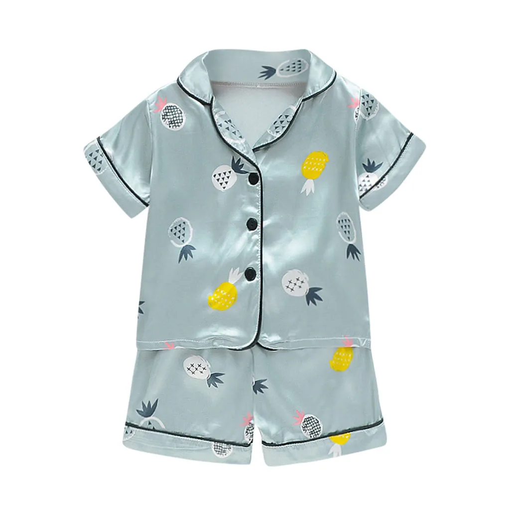 SAGACE Baby Sleepwear Children Pajamas Sleepwear Short-sleeved shirt set Toddler Kids Cartoon Pyjamas Boys Girls home wearing