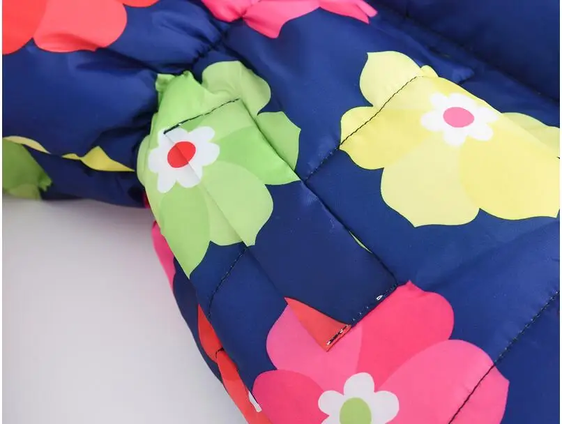 Winter Girl Coat Warm Baby Down Jacket Kids Fashion Printed Cotton Outerwear Children's Christmas Costume Dress For 3-10 Y Girls
