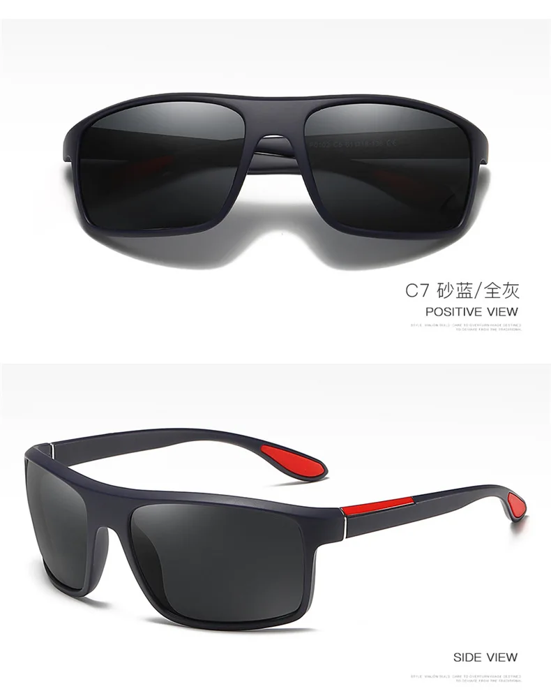 Classic Polarized Sunglasses Men TR90 Ultralight Anti-UV Driving Black Sun Glasses Black Square Vintage Dark Eyewear Shades - Цвет линз: A3