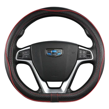 

Carbon fiber car leather steering wheel cover Hand Sew Car For Ford Fiesta 2008-2013 Ecosport 2013-2016