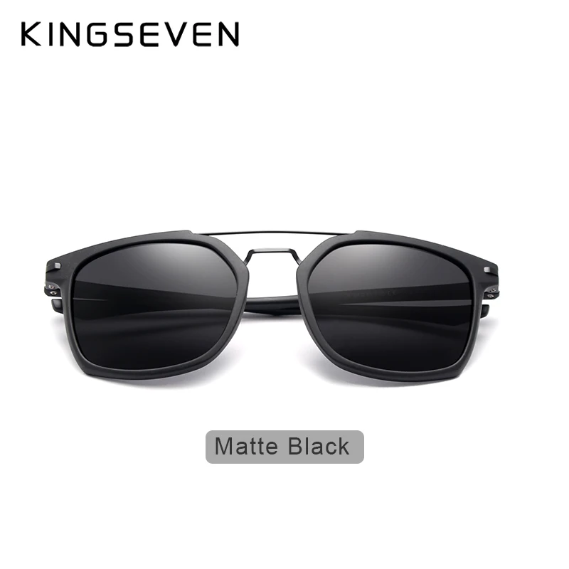 KINGSEVEN TR90 поляризованные серии мужские солнцезащитные очки, Ретро стиль вождения очки солнцезащитные очки UV400 Gafas Oculos De Sol - Цвет линз: MATTE BLACK