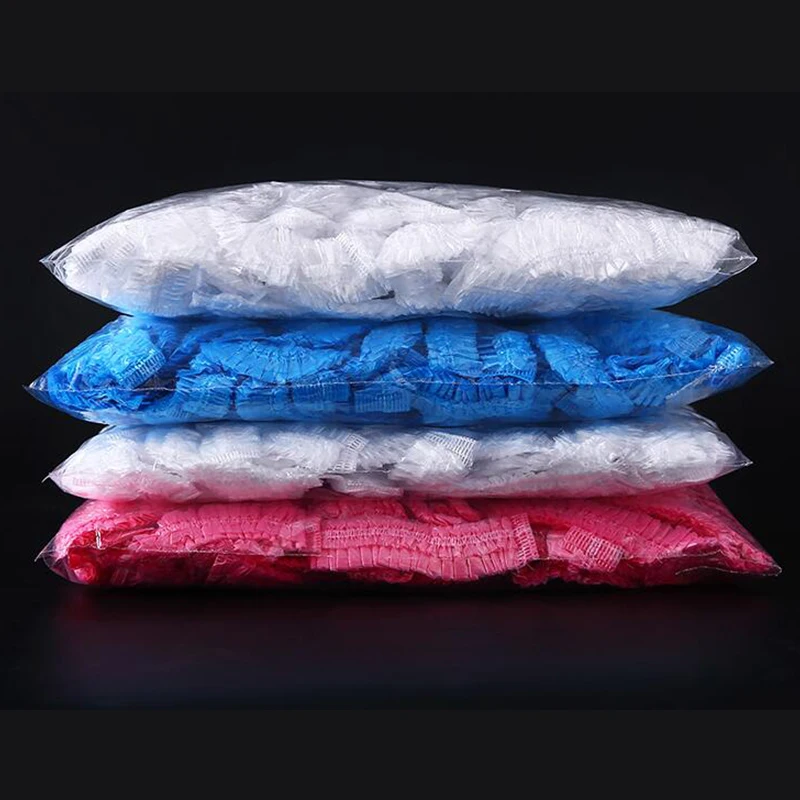 

130PC Disposable Shower Caps Waterproof Shower Cap Thicken Elastic Bath Hat Bathing Hotel Shower Cap Waterproof for Women