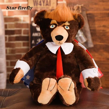 

Trump 2020 Dolls 60cm Donald Trump Bear Plush Toy Cool USA President Bear With Flag Cute Animal Bear Plush Stuffed Toy Kids Gift