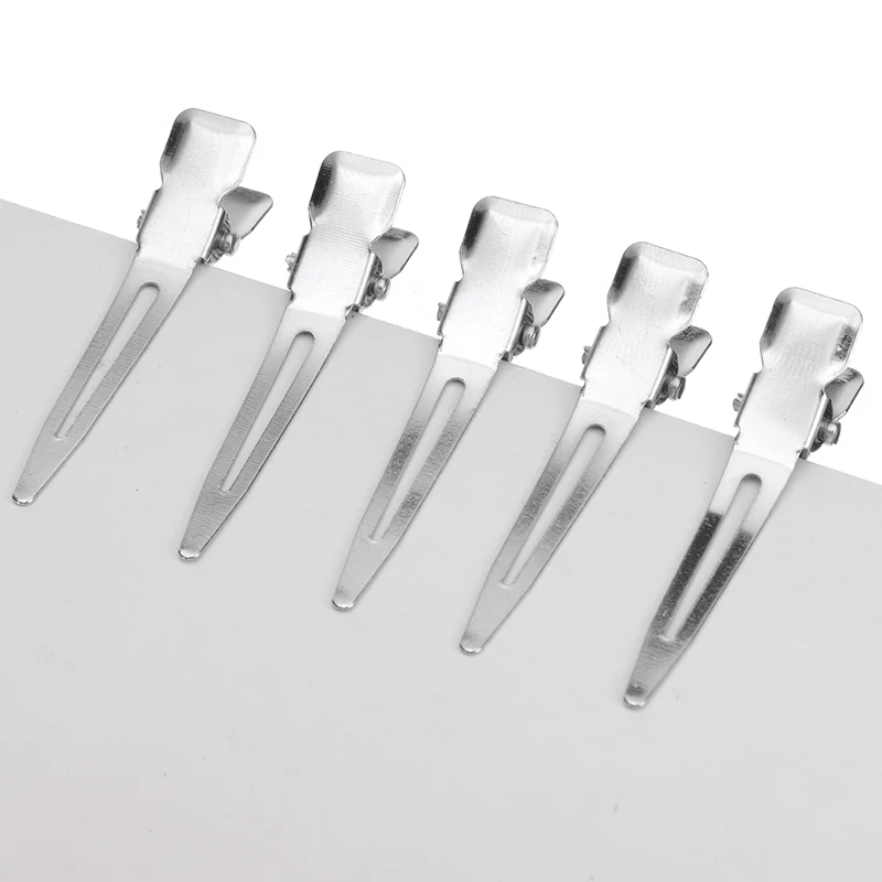 Mayitr 50pcs Hair Alligator Clips  DIY Silver Flat Metal Single Prong Alligator Hair Clip Barrette For Hair Style Tools