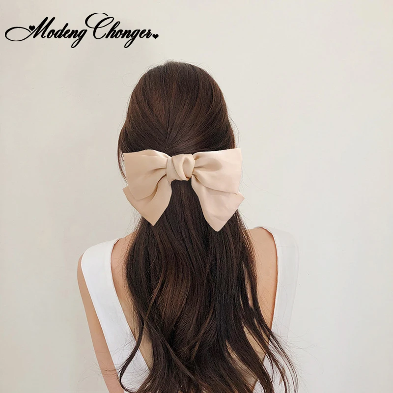 

Solid Color Big Large Bow Hairpins Girls Two Levels Lovely Hair Clips Chiffon Satin Hairgrips Barrettes Fashion Hair Accessories