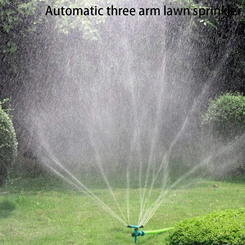 360 Degree Three Arm Automatic Rotating Irrigate Lawns Sprinkler Water Sprayer Circular Watering Irrigation Garden Lawn Supplies