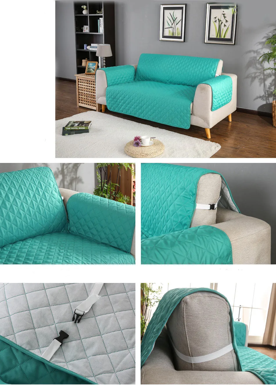 Sofa Couch Cover Pet Dog Kids Mat Furniture Protector Reversible Removable Armrest Slipcovers For 1/2/3 Seater Sofas Living Room