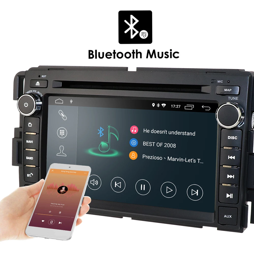 2 грамма Android9.0 автомобильный dvd-плеер для GMC 7 дюймов четырехъядерный двойной Din в тире сенсорный экран FM/AM радио приемник навигация Bluetooth