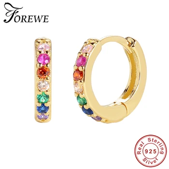 

Forewe 18K Gold Plated Rainbow Hoop Earrings 2020 100% 925 Sterling Silver Fashion Earrings for Women Jewelry Gift