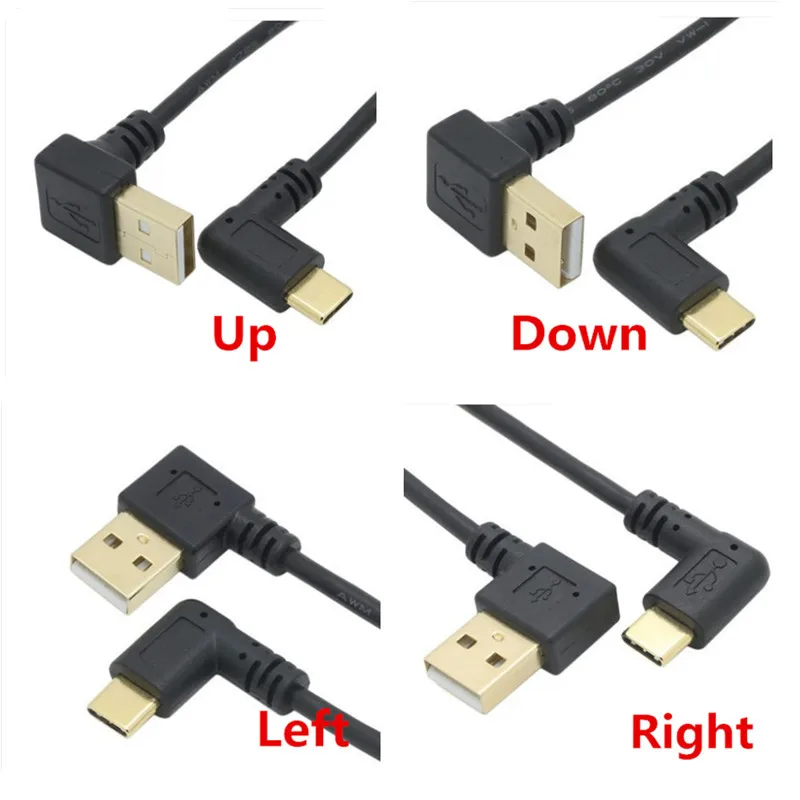 USB 2.0 A Male 90 Degrees Up Down Left Right angled Elbow to USB 3.1 ...