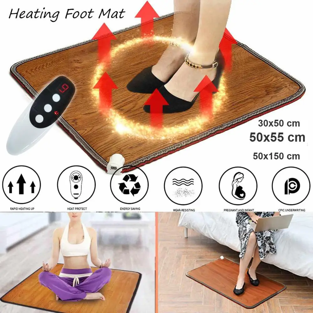 

220V Heating Foot Mat Winter Office Electric Heating Pad Warm Feet Thermostat Carpet Leather Household Warming Tools warm heater
