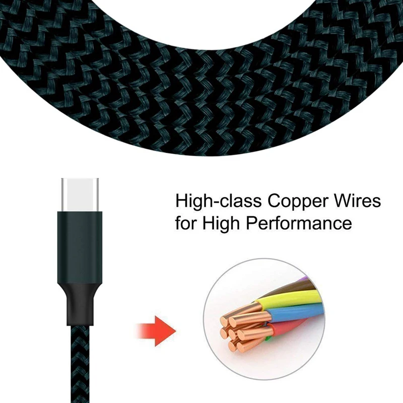 USB Type C Cable Nylon Braided Cord Fast Charging Charge and Data Sync Cable For Samsung S9 S8 Plus Huawei P30 Pro Type-C Wire