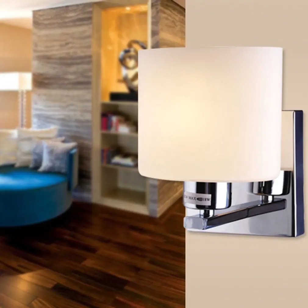 

New White Glass Shape Chrome Wall Light Lamp Sconce Lighting Corridor