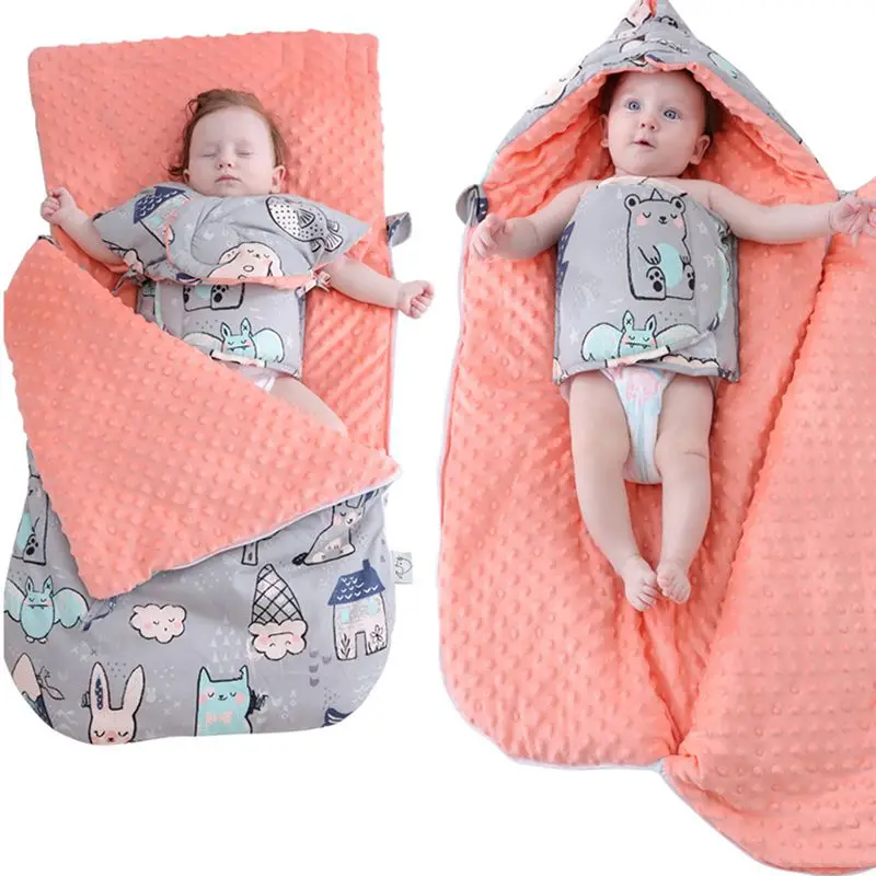

LOOZYKIT Baby Winter Envelopes Cotton Soft Warm Fleece Baby Blankets Hooded Newborn Sleeping Bags Boys Girls Bed Crib Bedding