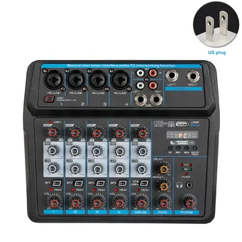 

Computer Audio Mixer Sound Board 48V Phantom Power Wireless Bluetooth Headphone Jack 6 Channels USB Stereo Input Microphone
