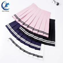 Теннисная юбка для девочек, модная мини плиссированная танцевальная юбка, Студенческая бейсбольная юбка, форменная полосатая теннисная юбка, Спортивная юбка с высокой талией